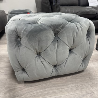 A&J Square Buttoned Footstool - Grey Velvet A&J Square Buttoned Footstool - Grey Velvet
