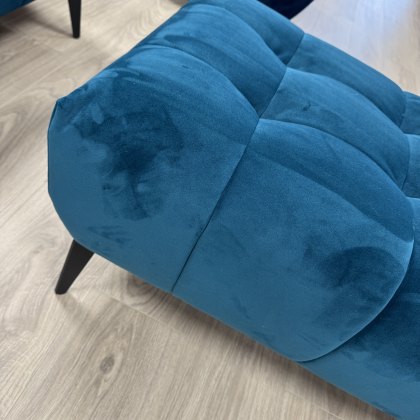 Skyscraper Rectangle Footstool in Teal Velvet