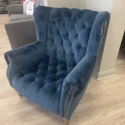 A&J Theo Armchair in Navy Velvet