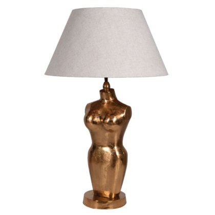 Gold Voluptuous Table Lamp with Linen Shade