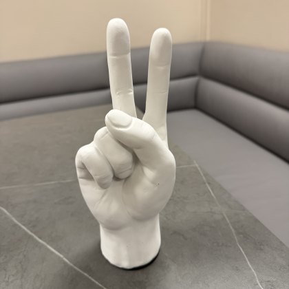 White Resin Hand Ornament - Peace