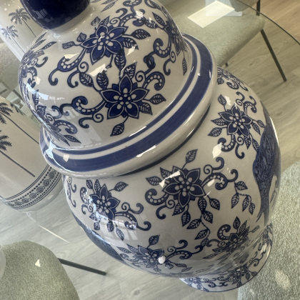 Small Blue and White Lidded Tempe Jar