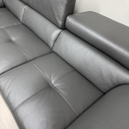 Solar RHF Corner Sofa In Stone Grey Leather