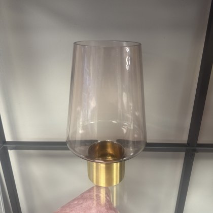 Blush Glass Contemporary Vase with Brass Base Blush Glass Contemporary Vase with Brass Base