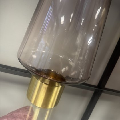 Blush Glass Contemporary Vase with Brass Base