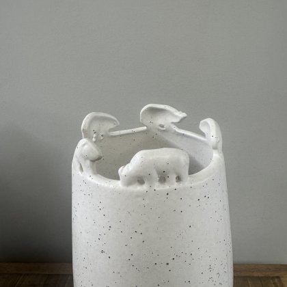 Small Animal Top Ceramic Vase