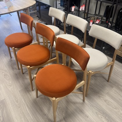 G Plan - Set of 6 Flora Chairs - Orange & Natural
