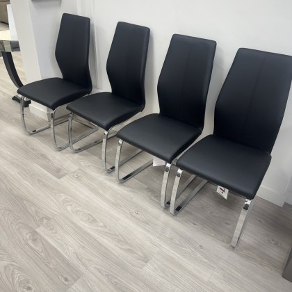 Set of 4 Black Metro Dining Tables with chrome frame Set of 4 Black Metro Dining Tables with chrome frame