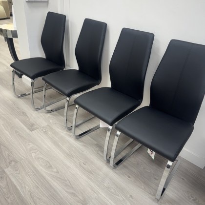 Set of 4 Black Metro Dining Tables with chrome frame Set of 4 Black Metro Dining Tables with chrome frame