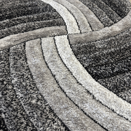 Velvet 3D Carved Piruette Rug - Grey/Black Velvet 3D Carved Piruette Rug - Grey/Black