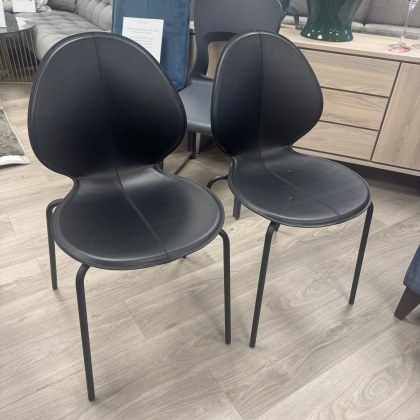 Calligaris Basil - Set of 2 Dining Chairs - Black with Black Metal Legs