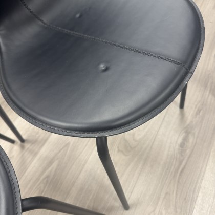 Calligaris Basil - Set of 2 Dining Chairs - Black with Black Metal Legs
