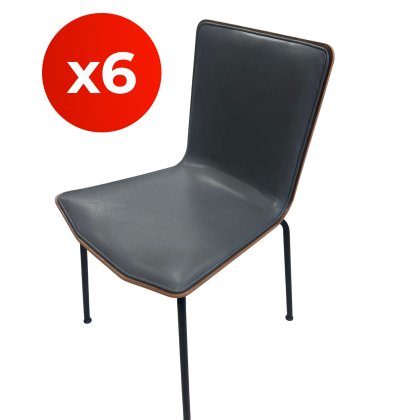 Skovby - SM801 - Set of 6 Walnut and Leather Chairs