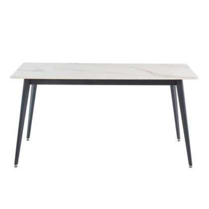 White & Gold Ceramic Dining Table - 160cm