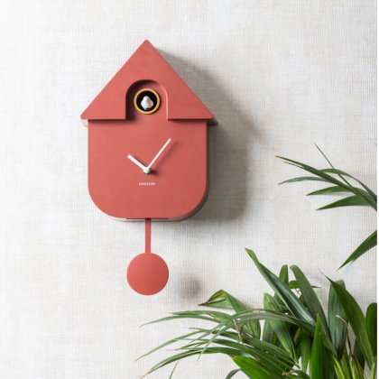 Wall Clock Modern Cuckoo - Ochre Red