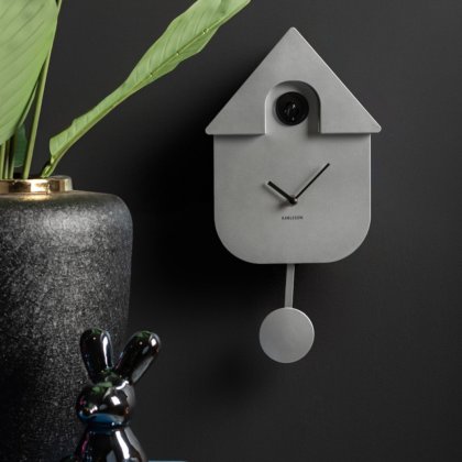Wall Clock Modern Cuckoo - Metallic Silver