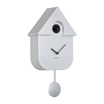 Wall Clock Modern Cuckoo - Metallic Silver