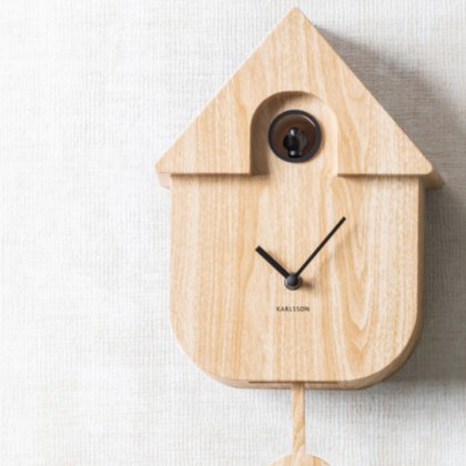 Wall Clock Modern Cuckoo - Light Wood Print