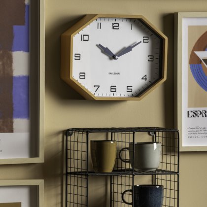 Wall Clock Modern Factory Octagon - Ochre Yellow Wall Clock Modern Factory Octagon - Ochre Yellow