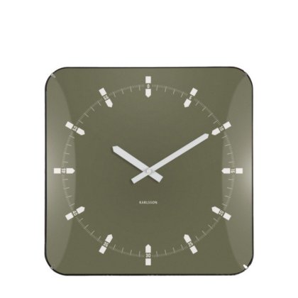 Wall Clock Sucinto Dome Square - Luxury Green