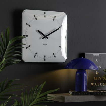 Wall Clock Sucinto Dome Square - White