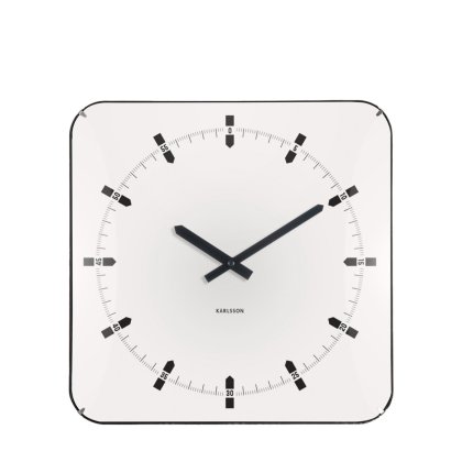 Wall Clock Sucinto Dome Square - White