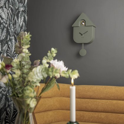 Wall Clock Modern Cuckoo - Jungle Green