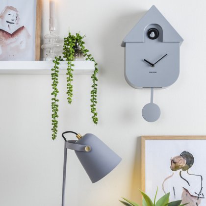 Wall Clock Modern Cuckoo - Mouse Grey