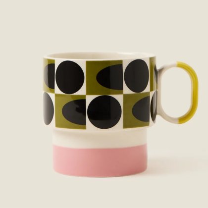 Orla Kiely - Spot Square Oval Mug Pink Orla Kiely - Spot Square Oval Mug Pink