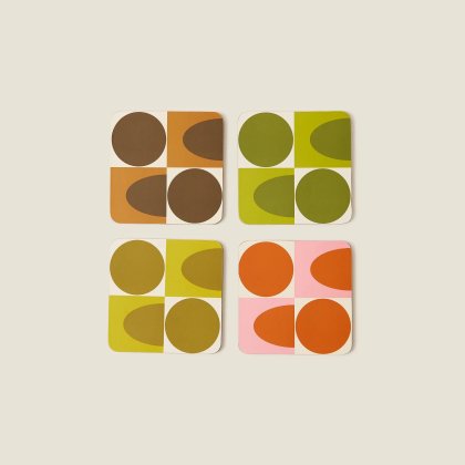 Orla Kiely - Spot Square Oval Coasters x4