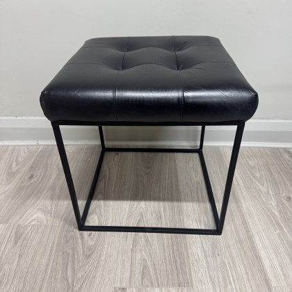 Black Faux Leather -Square Stool Black Faux Leather -Square Stool
