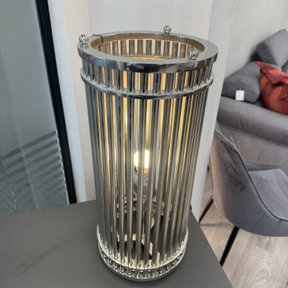 Luxe Fluted Nickel Cylinder - Table Lamp Luxe Fluted Nickel Cylinder - Table Lamp