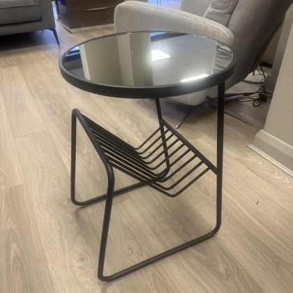 Mirrored Top Side Table with Magazine Rack - Sold as seen