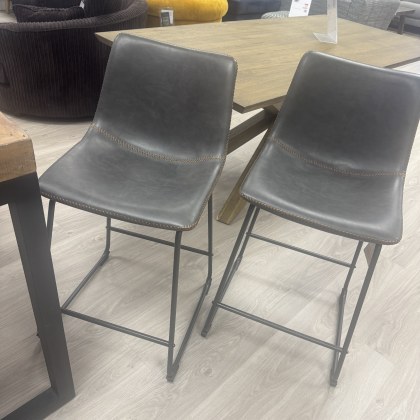 Set of 2 - Cooper v2 Counter Stools - Grey with Tan Trim