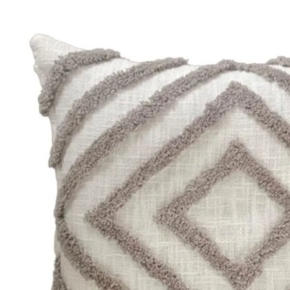 Mesa Taupe Cushion - Cotton Tufted Diamond Design Mesa Taupe Cushion - Cotton Tufted Diamond Design