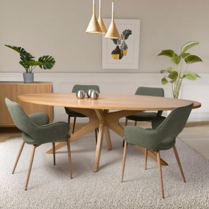 Clifton - 2m Oval Dining Table - Oak Finish
