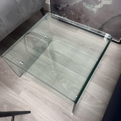 Glass Side Table with Glass Shelf