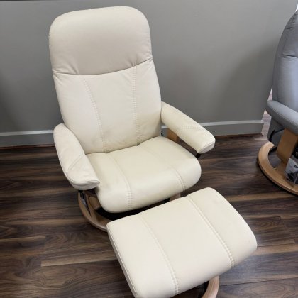 Stressless - Consul Medium Chair & Stool Chair - Batick Cream - Last one only