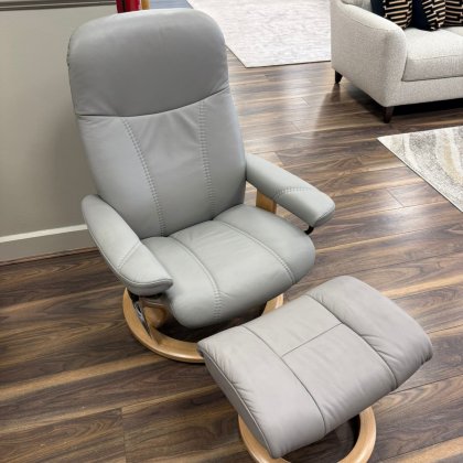 Stressless - Consul Medium Chair & Stool Chair - Batick Wild Dove - Last one only