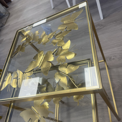 Set of 2 Gold Butterfly Side Tables