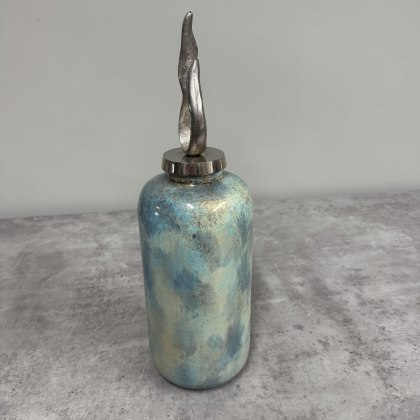 Teal and Lime - Watercolour Vase with Lid