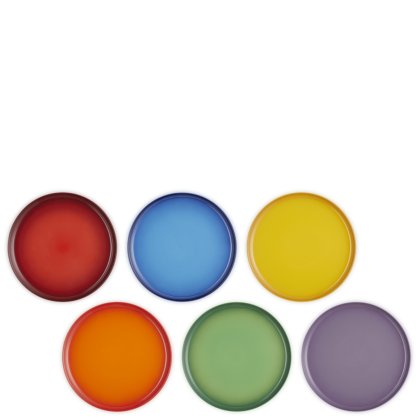 Le Creuset - Rainbow Set of 6 Coupe Dinner Plates Le Creuset - Rainbow Set of 6 Coupe Dinner Plates