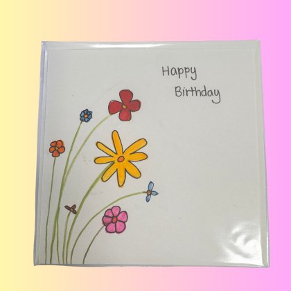 Perla Rose Crafts - Happy Birthday - Colourful Flowers Perla Rose Crafts - Happy Birthday - Colourful Flowers