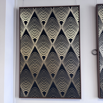 Framed Canvas - Black & Gold Deco Design Framed Canvas - Black & Gold Deco Design