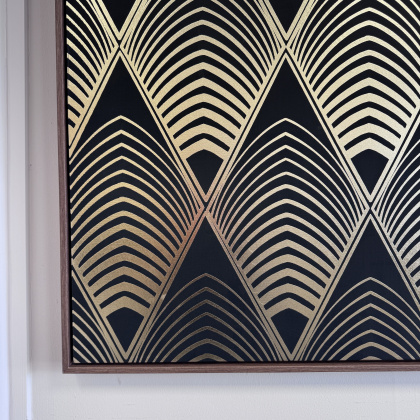 Framed Canvas - Black & Gold Deco Design Framed Canvas - Black & Gold Deco Design