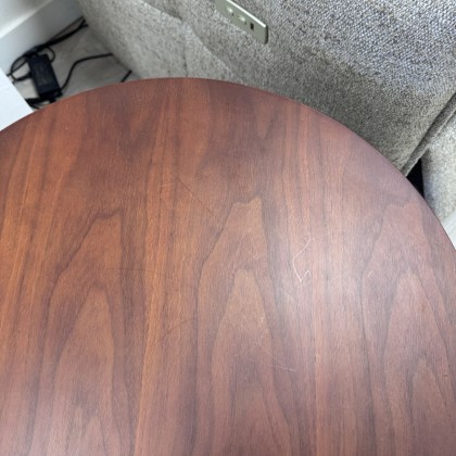 Round Dark Wood Side Table