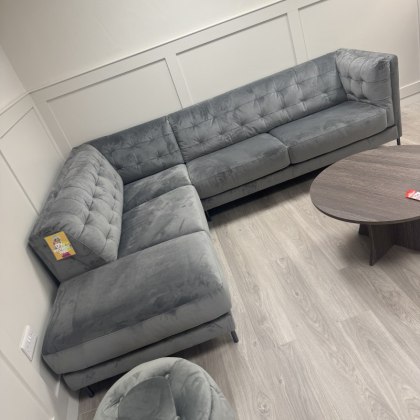 City Cornersofa - LHF Grey Velvet Fabric