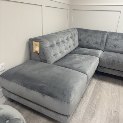 City Cornersofa - LHF Grey Velvet Fabric