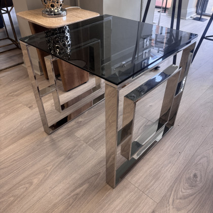 Smoke Glass & Chrome Side Table Smoke Glass & Chrome Side Table