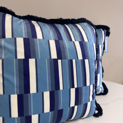 Cushion Bundle - Set of 3 - Denim Blocks with Fringe